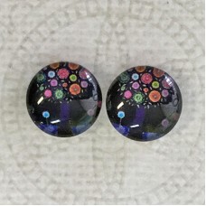 12mm Art Glass Backed Cabochons - Tree of Life 1