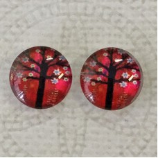 12mm Art Glass Backed Cabochons - Tree of Life 3
