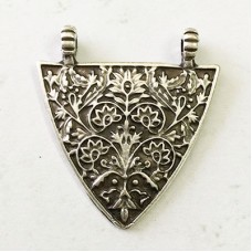 35x40mm Quality Matte Ant Silver Triangle Floral Pendant - Each