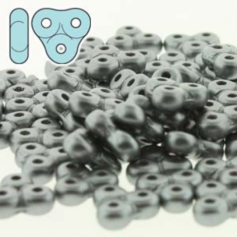 6x3mm Czech Trinity Triangle 3-Hole Beads - Light Grey-Silver - 8gm (app 70 beads)