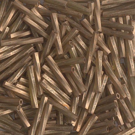 12mm Miyuki Twisted Bugles - Gold Ant Matte Chartreuse - 12.5gm