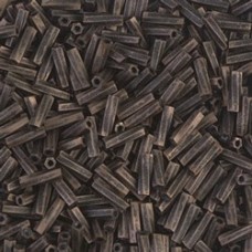 6mm Miyuki Twisted Bugle Beads - Gold Ant Matte Black - 12.5gm