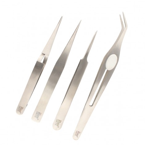 Beadsmith Basic Elements 4-Piece Crafters Tweezers Set - Satin Stainless Steel Beadsmith Basic Elements 4-Piece Crafters Tweezers Set - Satin Stainless Steel