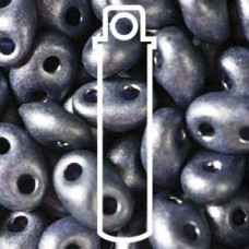 Czech 2.5x5mm Twin Beads - Jet Plum Pearl Matte - 23gm