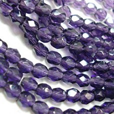4mm Czech Firepolish Beads - Dark Tanzanite - Pack of 35