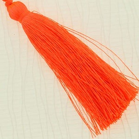 77mm Turkish Silk Thread Long Tassels - Neon Red - Each
