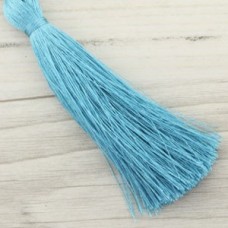 77mm Turkish Silk Thread Long Tassels - Maui Blue