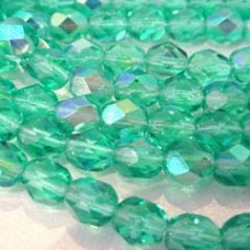6mm Teal AB Czech Fire Polished Beads - Pack of 20