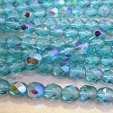 4mm Czech Firepolish Beads - Dark Teal AB - Pack of 50
