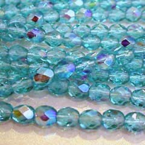 4mm Czech Firepolish Beads - Dark Teal AB - Pack of 50