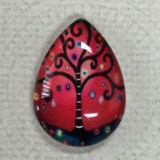 18x25mm Art Glass Backed Teardrop Cabochons - World Droplet Mix Design 2 - Each