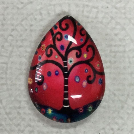 18x25mm Art Glass Backed Teardrop Cabochons - World Droplet Mix Design 2 - Each 18x25mm Art Glass Backed Teardrop Cabochons - World Droplet Mix Design 2 - Each