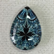 18x25mm Art Glass Backed Teardrop Cabochons - Majolica 12 - Each