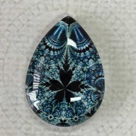 18x25mm Art Glass Backed Teardrop Cabochons - Majolica 12 - Each 18x25mm Art Glass Backed Teardrop Cabochons - Majolica 12 - Each