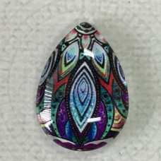 18x25mm Art Glass Backed Teardrop Cabochons - Majolica 11 - Each