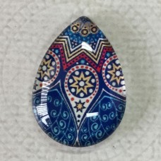 18x25mm Art Glass Backed Teardrop Cabochons - Majolica 10 - each