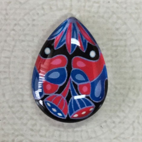 18x25mm Art Glass Backed Teardrop Cabochons - Majolica 9 - Each