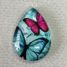 18x25mm Art Glass Backed Teardrop Cabochons - World Droplet Mix Design 9 - Each