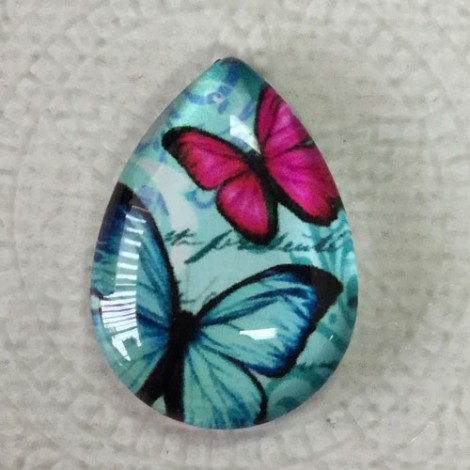 18x25mm Art Glass Backed Teardrop Cabochons - World Droplet Mix Design 9 - Each 18x25mm Art Glass Backed Teardrop Cabochons - World Droplet Mix Design 9 - Each