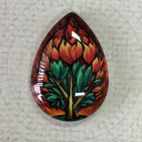 18x25mm Art Glass Backed Teardrop Cabochons - World Droplet Mix Design 7 - Each 18x25mm Art Glass Backed Teardrop Cabochons - World Droplet Mix Design 7 - Each