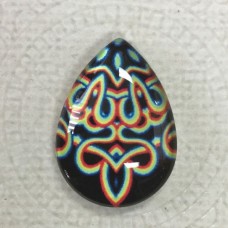 18x25mm Art Glass Backed Teardrop Cabochons - Majolica 1 - each