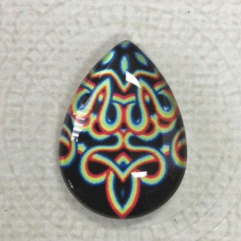 18x25mm Art Glass Backed Teardrop Cabochons - Majolica 1 - each 18x25mm Art Glass Backed Teardrop Cabochons - Majolica 1 - each