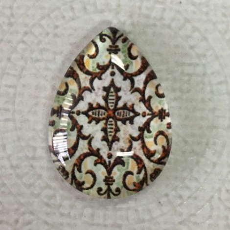 18x25mm Art Glass Backed Teardrop Cabochons - World Droplet Mix Design 12 - Each 18x25mm Art Glass Backed Teardrop Cabochons - World Droplet Mix Design 12 - Each
