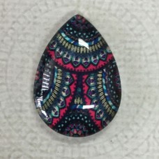 18x25mm Art Glass Backed Teardrop Cabochons - World Droplet Mix Design 11 - Each
