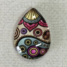 18x25mm Art Glass Backed Teardrop Cabochons - Deco Droplet 8 - Each