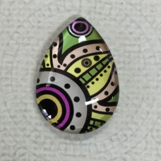 18x25mm Art Glass Backed Teardrop Cabochons - Deco Droplet 6 - Each