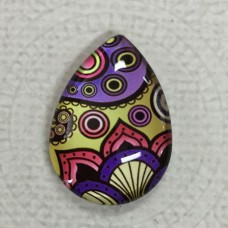 18x25mm Art Glass Backed Teardrop Cabochons - Deco Droplet 5 -  Each