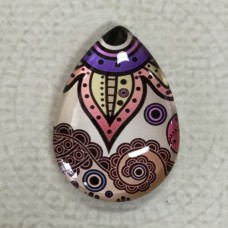 18x25mm Art Glass Backed Teardrop Cabochons - Deco Droplet Mix Design 4 - Each