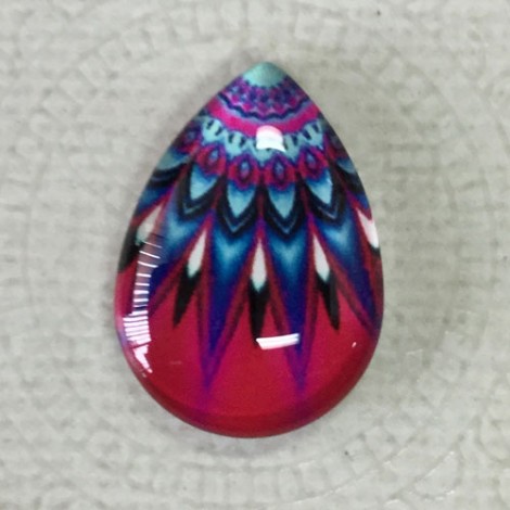 18x25mm Art Glass Backed Teardrop Cabochons - Majolica 8 - Each 18x25mm Art Glass Backed Teardrop Cabochons - Majolica 8 - Each
