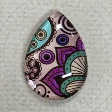 18x25mm Art Glass Backed Teardrop Cabochons - Deco Droplet Mix Design 2 - Each