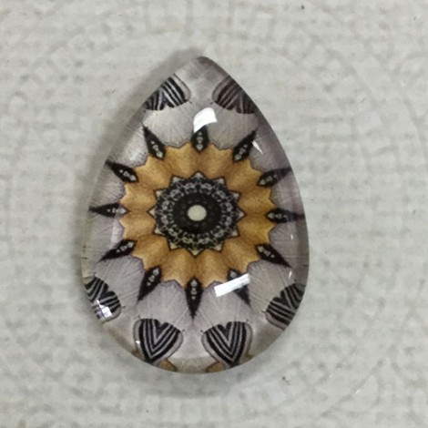18x25mm Art Glass Backed Teardrop Cabochons - Paisley 2 - each