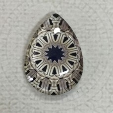 18x25mm Art Glass Backed Teardrop Cabochons - Paisley 1 - each
