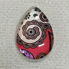 18x25mm Art Glass Backed Teardrop Cabochons - Deco Droplet Mix Design 12 - Each