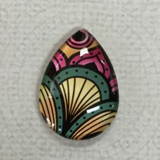 18x25mm Art Glass Backed Teardrop Cabochons - Deco Droplet Mix Design 11 - Each