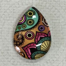 18x25mm Art Glass Backed Teardrop Cabochons - Deco Droplet 9 - each