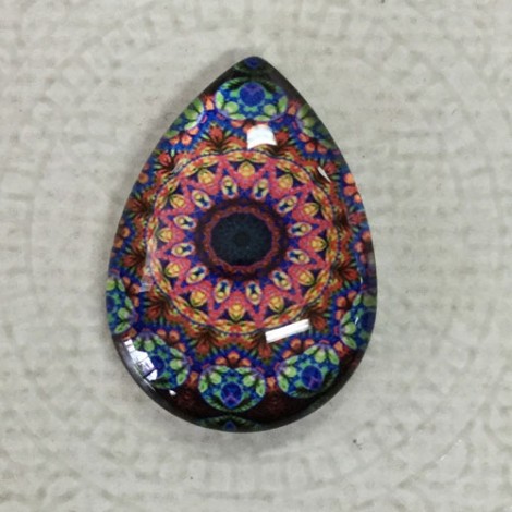 18x25mm Art Glass Backed Teardrop Cabochons - Paisley 9 - each 18x25mm Art Glass Backed Teardrop Cabochons - Paisley 9 - each