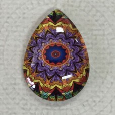 18x25mm Art Glass Backed Teardrop Cabochons - Paisley 7 - each