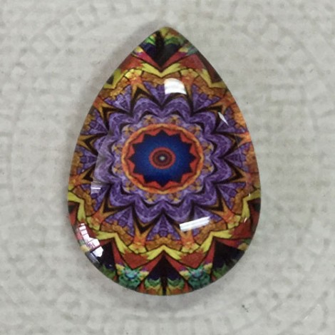 18x25mm Art Glass Backed Teardrop Cabochons - Paisley 7 - each