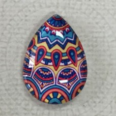 18x25mm Art Glass Backed Teardrop Cabochons - Majolica 7 - Each
