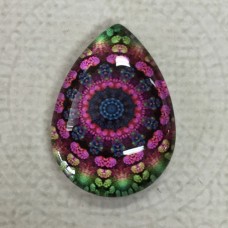 18x25mm Art Glass Backed Teardrop Cabochons - Paisley 6 - each