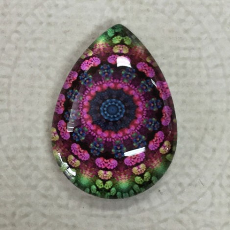 18x25mm Art Glass Backed Teardrop Cabochons - Paisley 6 - each 18x25mm Art Glass Backed Teardrop Cabochons - Paisley 6 - each
