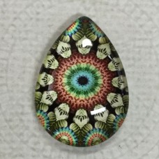 18x25mm Art Glass Backed Teardrop Cabochons - Paisley 5 - each