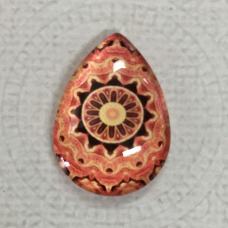 18x25mm Art Glass Backed Teardrop Cabochons - Paisley 4 - each