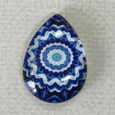 18x25mm Art Glass Backed Teardrop Cabochons - Paisley 12 - Each