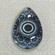 18x25mm Art Glass Backed Teardrop Cabochons - Paisley 11 - Each