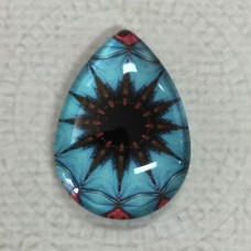 18x25mm Art Glass Backed Teardrop Cabochons - Paisley 10 - each